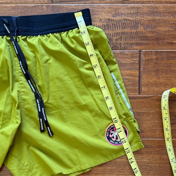 Nike Lime Green Dri-FIT Shorts with Black Waistband and pockets, Medium - Picture 7 of 10